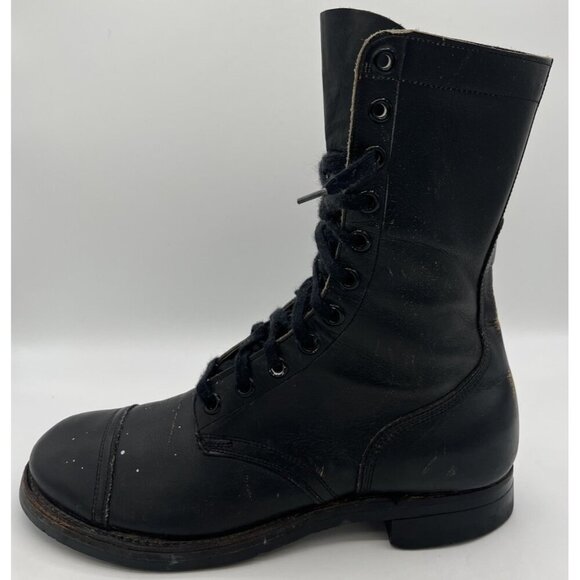 Vtg BFG BF Goodrich Military Combat Capped Toe Black Leather Jump Boot Size 10 main image 9